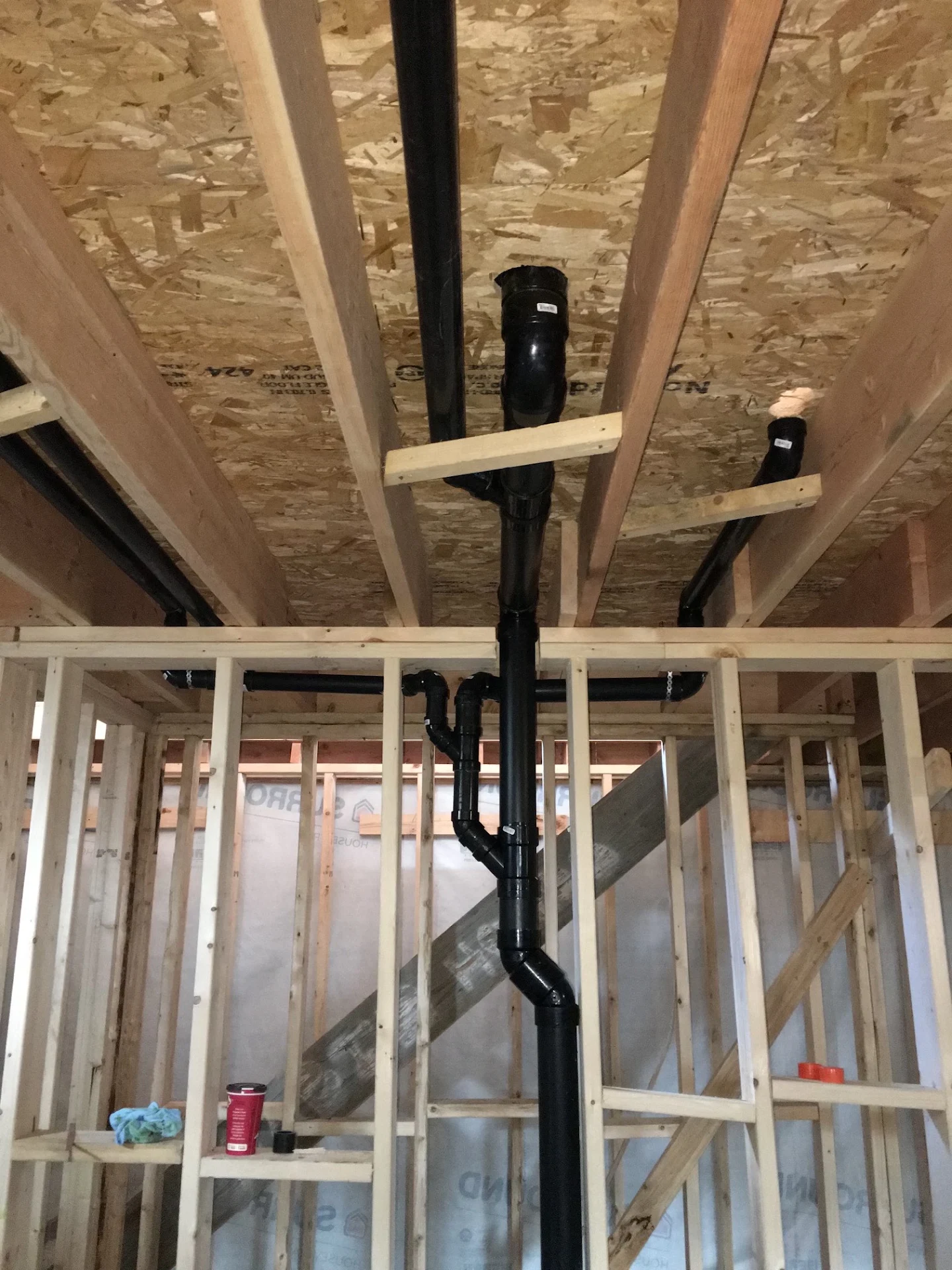 Apex Plumbing drain and waste piping installation during construction
